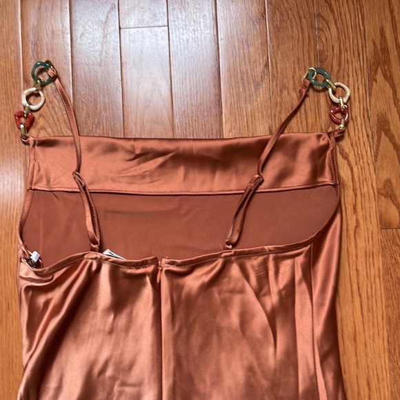 Jason Wu Satin Rust Wedding Maxi Dress Stones Small S - Picture 6 of 7